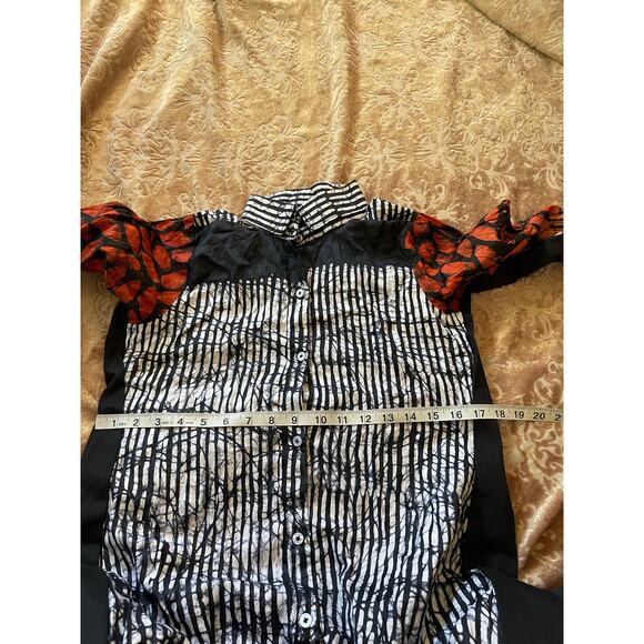 Vintage open back black and white with‎ red accents shirt dress mini size xs - Picture 6 of 7